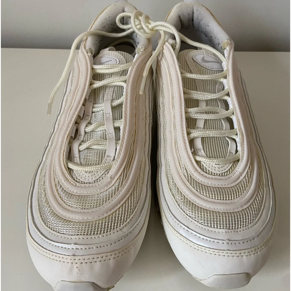 Nike Air Max 97 Womens Size 10.5 Running Sneakers White Pure Platinum 921733-100